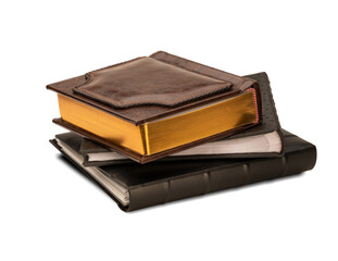 Stack of three albums isolated on a transparent background