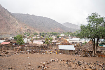 Typical Djiboutian huts in a village in northern Djibouti, Horn of Africa