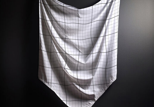 Flag well illuminated hanging on a dark wall mockup Generative Ai