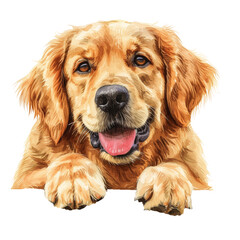 golden retriever watercolor art peeking dog portrait clipart