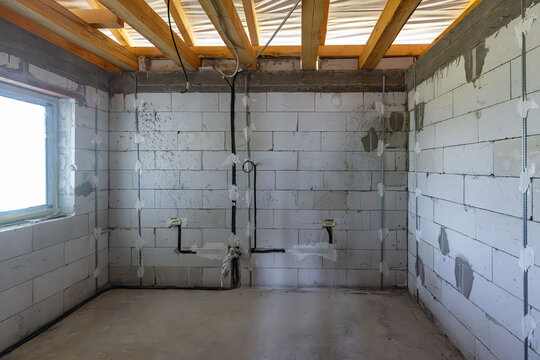 Spacious basement in the midst of construction
