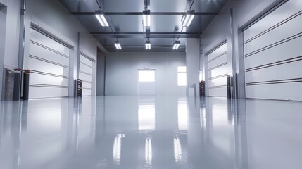 Obraz premium An empty corridor in a building.