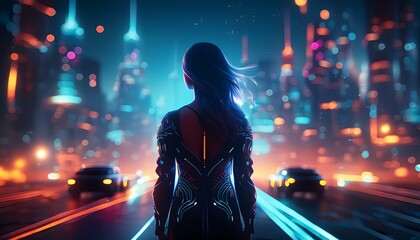 Mujer futurista en una ciudad distopica 2 