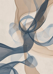 Curves Letters and Lines in Blue and Grey Art Print