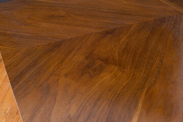 Walnut wood grain pattern. Natural material texture photograph. Mirrored design.