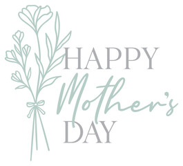 Happy Mother's Day Art | Wildflower Bouquet | Celebrating Moms | Floral Mommy Day | Flower Line Art Vector