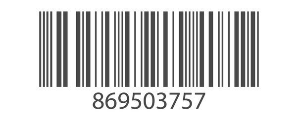 Código de barras. Listras com números abaixo. Preto e branco. Detalhes, vintage, retro, produto. Fundo branco.