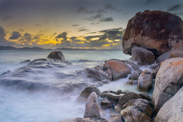 Waves surging over rocks, Virgin Gorda, British Virgin Islands