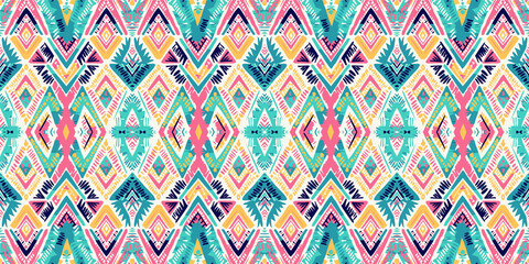 Seamless batik pattern,Seamless tribal batik pattern,and Seamless colorful pattern resemble ethnic boho, Aztec,and ikat styles.designed for use in wallpaper,fabric,curtain,carpet,Batik Embroidery