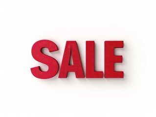 Sale text cut out from paper on white background.