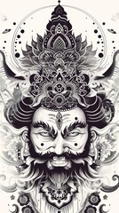 Fototapeta premium A scary demon face graphic illustration
