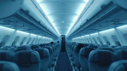 Fototapeta premium A Symphony of Seats: Inside the Airplane