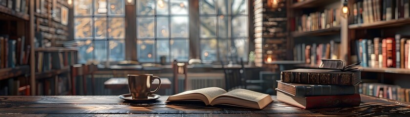Cozy and Inviting Book and Coffee Shop with Readers Nestled in Corners Enjoying Novels and Hot Beverages