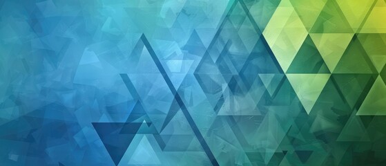 blue and green background with triangle layers in abstract geometric pattern