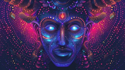 A scary demon face graphic illustration