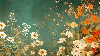 a wonderful and unique wallpaper, a composition of colors and flowers, generated by AI