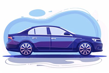 Fototapeta premium blue car illustration on white background