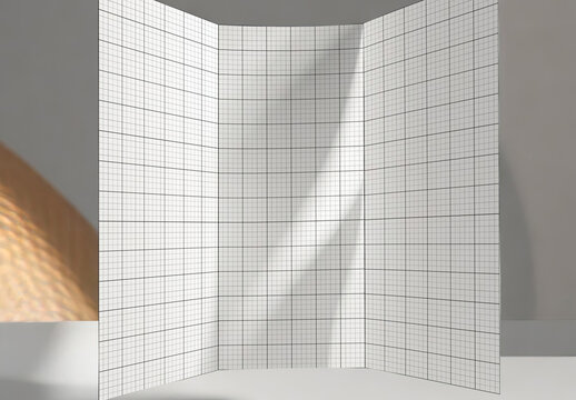 Trifold Page Flyer Brochure Floating Mockup 02 Generative Ai