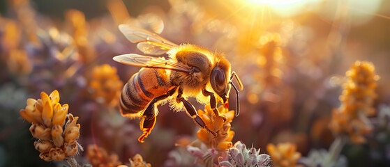 Bee exploring a garden