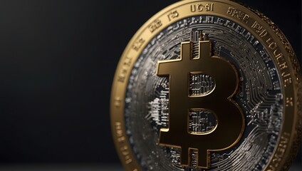 Bitcoin Symbol of Financial Revolution, Shiny Bitcoin Coin Illustration, Generative AI