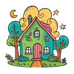 Fototapeta premium Fantasy House Illustration: Colorful and Charming Design