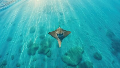 Fototapeta premium Giant Stingrays in the blue ocean, a stunning view of marine animals