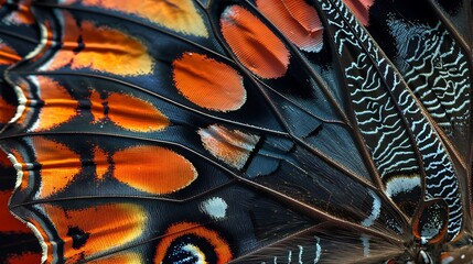 The intricate patterns of a butterfly's wings, magnified in mesmerizing