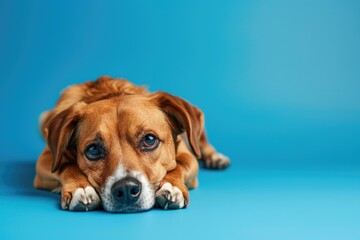 Isolated Canine: Blue Background