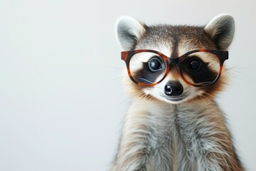 Playful Animal with Stylish Glasses on Clean White Background