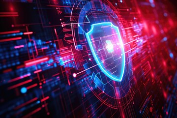 Futuristic Shield Concept, Cybersecurity Protection, Digital Defense System