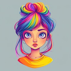 Colorful Vector Illustration of a Young Dreamer