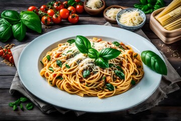 Spaghetti with tomato sauce.