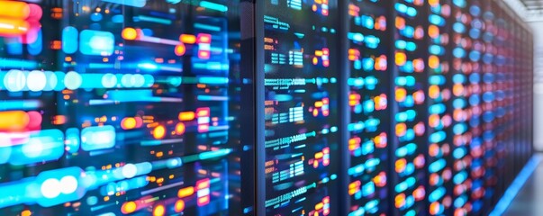 Naklejka premium A large wall displaying colorful data charts, graphs, and statistics in a visually engaging manner