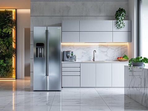 Close-up of a modern kitchen appliance showcasing its sleek design and energy-saving features.