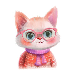 Fototapeta premium cool cat wearing glasses white background (7)
