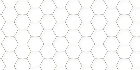 Abstract pattern with hexagonal white and gray technology line paper background. Hexagonal 3d vector grid tile and mosaic structure mess cell. white and gray hexagon honeycomb geometric copy space.
