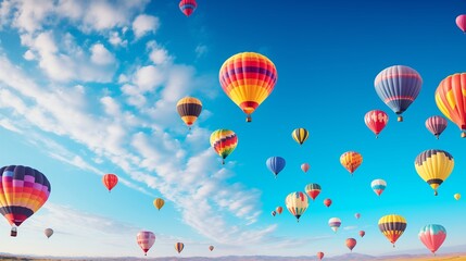 Obraz premium Balloon Floating on Blue Sky Travel Concept.