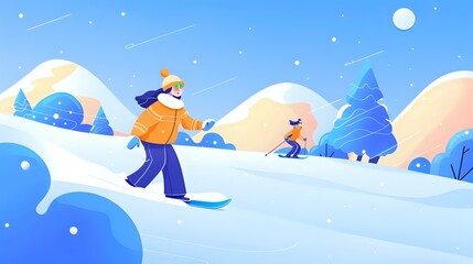 Winter Wonderland: Woman Snowboarding with Grace