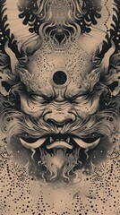 A scary demon face graphic illustration