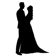 silhouette of bride and groom