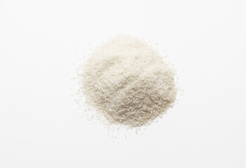 Isolated Celtic Gray Sea Salt On White Background, Top View. Horizontal Plane. Natural And...