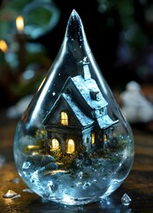 Christmas house in a glass