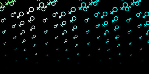 Dark Green vector texture with women's rights symbols.