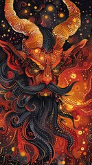Obraz premium A scary demon face graphic illustration