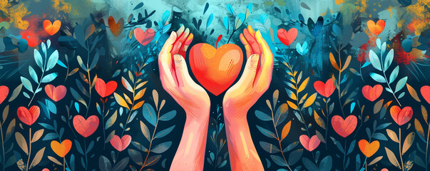 Inspirational vector artwork symbolizing compassion and generosity for Charity Day.