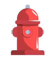 Red fire hydrant firefighting equipment flat style vector illustration on white background