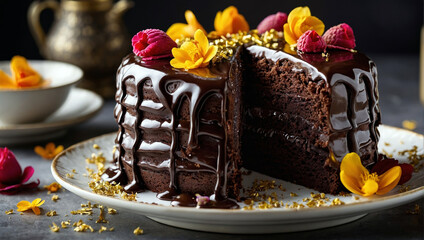chocolate cake with rose