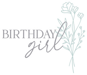 Birthday Girl Design | Wildflower Bouquet | Happy Birthday Floral Art | Elegant Vector Illustration