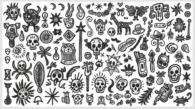 A set of hand-drawn occult symbols, perfect for use in your next design project.