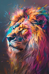 A multi-colored lion